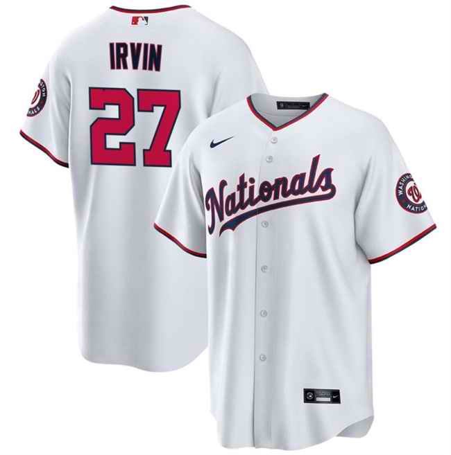 Men's Washington Nationals #27 Jake Irvin White Cool Base Stitched Baseball Jersey