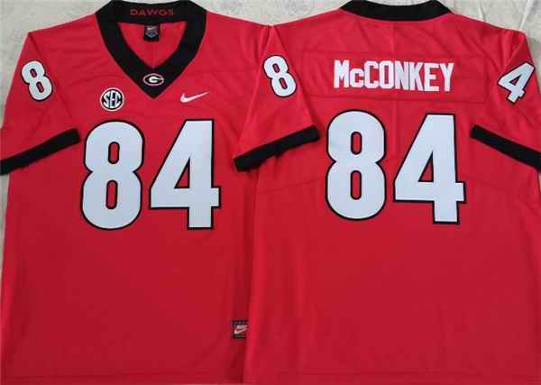 Men's Georgia Bulldogs #84 McCONKEY Red College Football Stitched Jersey