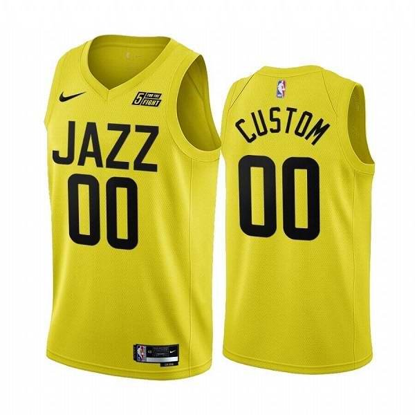 Men's Utah Jazz Orange Customized 2022/23 Yellow Icon Edition Stitched Basketball Jersey