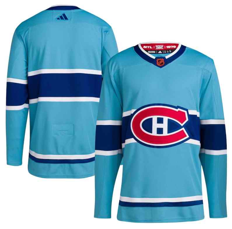 Men's Montreal Canadiens Blank  Blue 2022-23 Reverse Retro Stitched Jersey