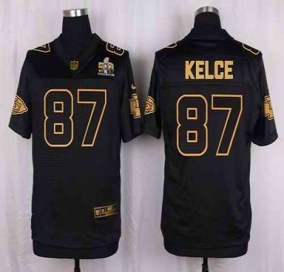 Nike Chiefs #87 Travis Kelce Black Men's Stitched NFL Elite Pro Line Gold Collection Jersey