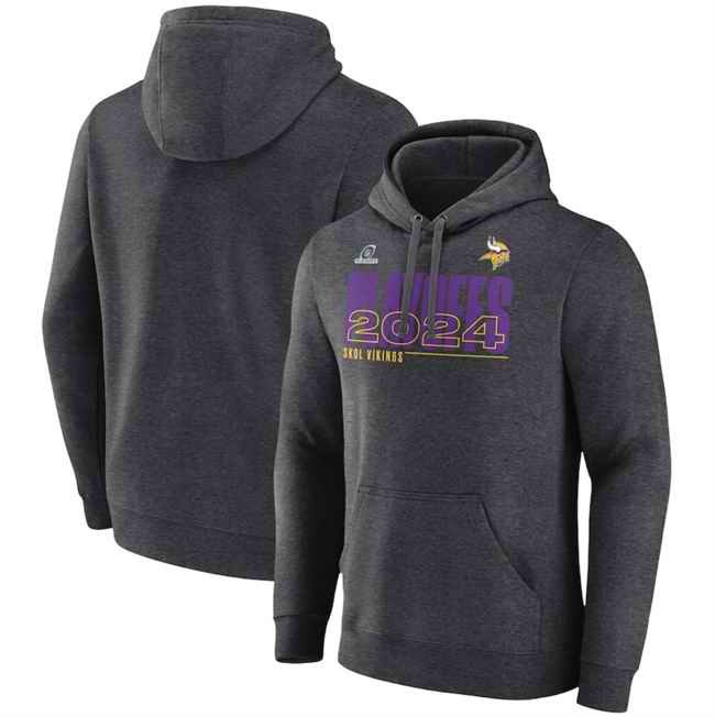 Men's Minnesota Vikings Heather Charcoal 2024 Playoffs Pullover Hoodie