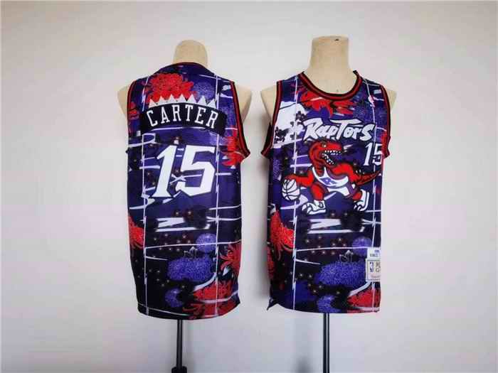 Men's Toronto Raptors #15 Vince Carter Purple Throwback Stitched Jersey