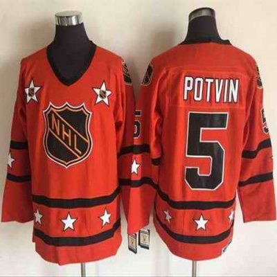 Islanders #5 Denis Potvin Orange All Star CCM Throwback Stitched NHL Jersey