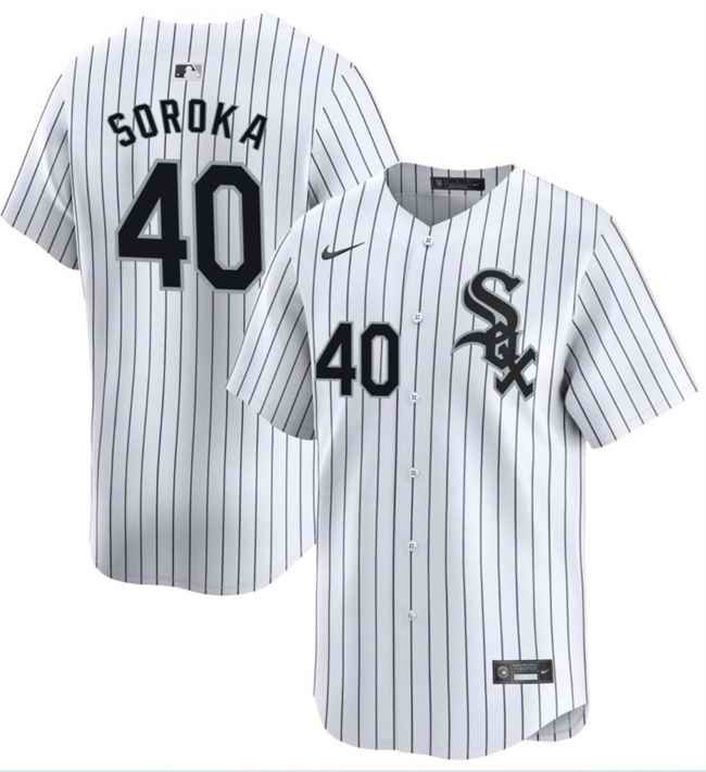 Men's Chicago White Sox #40 Michael Soroka White Home Limited  Stitched Baseball Jersey