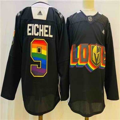 Men's Vegas Golden Knights #9 Jack Eichel 2022 Black Pride night Stitched Jersey