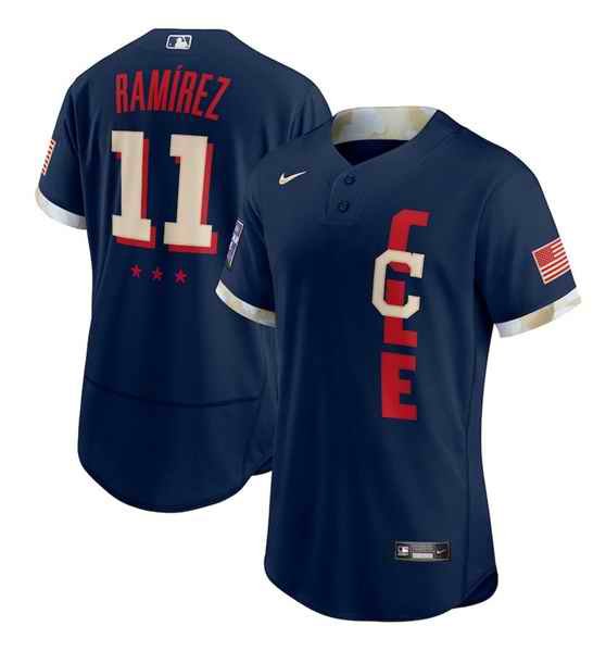 Men's Cleveland Indians #11 Jos' Ram'rez 2021 Navy All-Star Flex Base Stitched Baseball Jersey