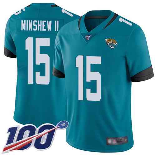 Men's Jacksonville Jaguars #15 Gardner Minshew II  Teal 2019 100th Season Vapor Untouchable Limited Stitched NFL Jersey