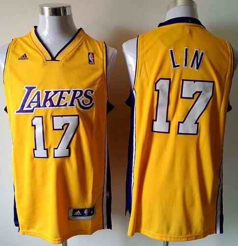 Revolution 30 Lakers #17 Jeremy Lin Gold Home Stitched NBA Jersey