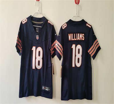 Women's Chicago Bears #18 Caleb Williams Navy 2024 Draft F.U.S.E Vapor Stitched Jersey(Run Small)