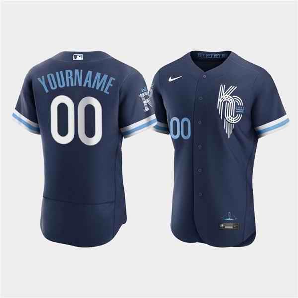 Men's Kansas City Royals Active Player Custom 2022 Navy City Connect Flex Base Stitched MLB Jersey