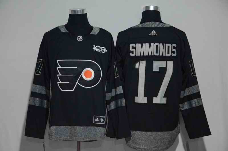 Philadelphia Flyers #17 Wayne Simmonds Black Men's 1917-2017 100th  Anniversary   Stitched NHL Jersey