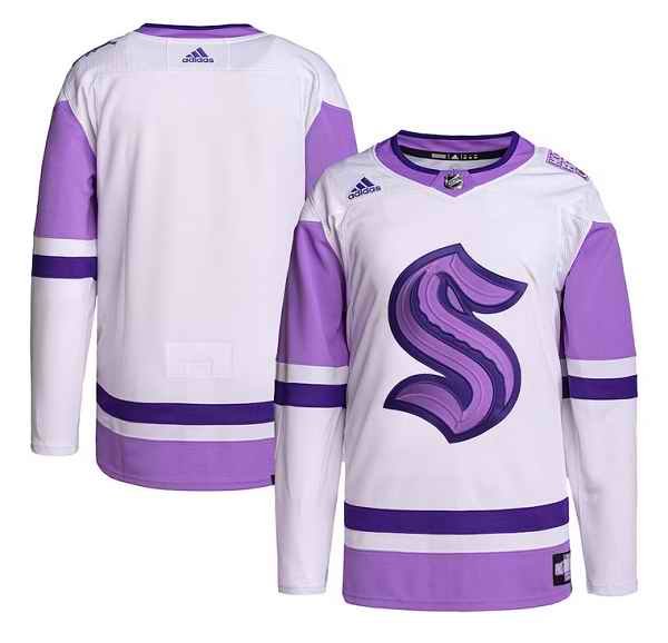 Men's Seattle Kraken Blank White/Purple Stitched Jersey