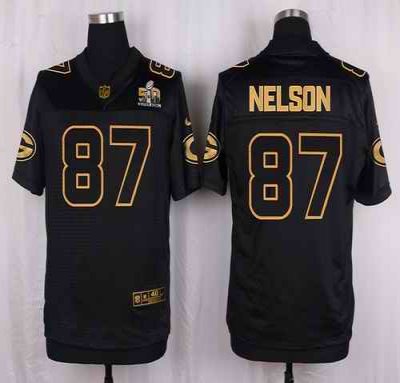 Nike Packers #87 Jordy Nelson Black Men's Stitched NFL Elite Pro Line Gold Collection Jersey