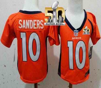 Toddler Nike Broncos #10 Emmanuel Sanders Orange Team Color Super Bowl 50 Stitched NFL Elite Jersey