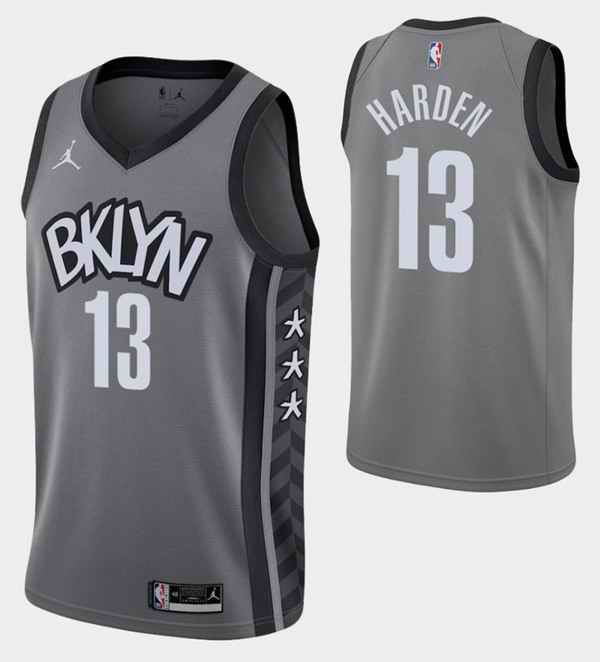 Men's Brooklyn Nets #13 James Harden Grey Stitched NBA Jersey