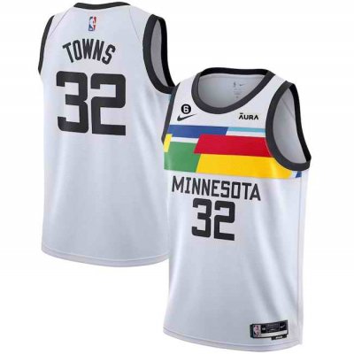 Men's Minnesota Timberwolves #32 Karl-Anthony Towns White 2022/23 City Edition Stitched Jersey