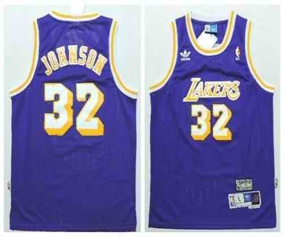 Lakers #32 Magic Johnson Purple Throwback Stitched Youth NBA Jersey