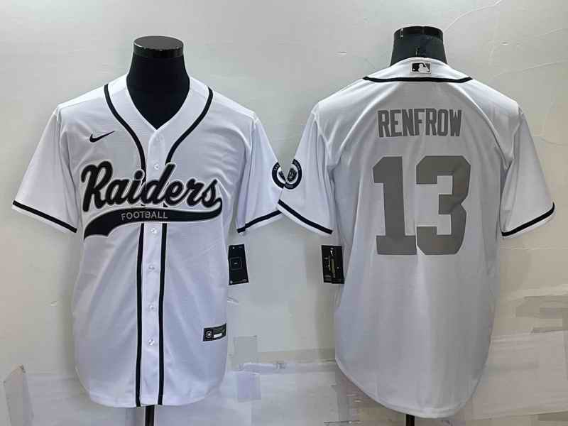 Men's Las Vegas Raiders #13 Hunter Renfrow White Grey Cool Base Stitched Baseball Jersey