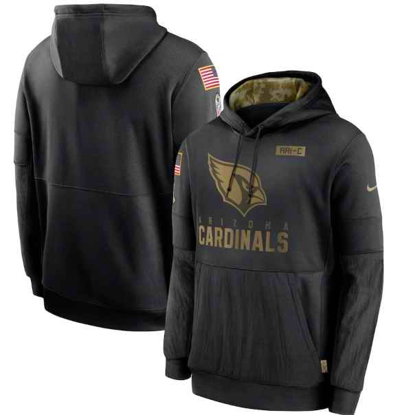 Men's Arizona Cardinals 2020 Black Salute to Service Sideline Performance Pullover Hoodie