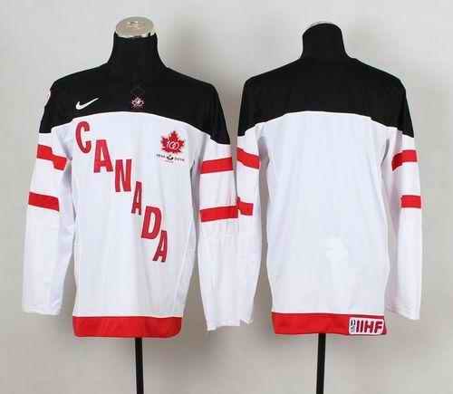 Olympic CA. Blank White 100th Anniversary Stitched NHL Jersey