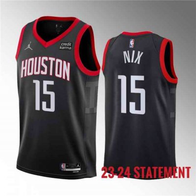 Men's Houston Rockets #15 Daishen Nix Black 2023 Statement Edition Stitched Basketball Jersey