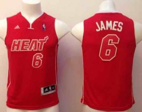 Heat #6 LeBron James Red Pride Swingman Stitched Youth NBA Jersey