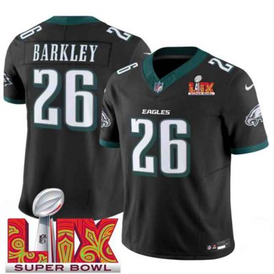 Men's Philadelphia Eagles #26 Saquon Barkley Black 2025 Super Bowl LIX Patch New F.U.S.E. Vapor Untouchable Limited Stitched Football Jersey