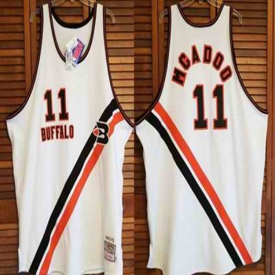 Men's Buffalo Braves #11 Bob McAdoo White Stitched Jersey