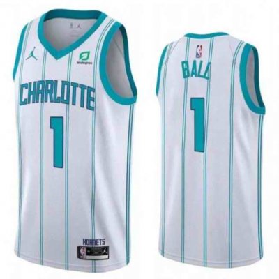 Men's Charlotte Hornets #1 LaMelo Ball  White Stitched Basketball Jersey