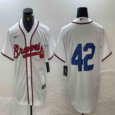 Men's Atlanta Braves #42 Jackie Robinson White Cool Base Stitched Baseball Jersey