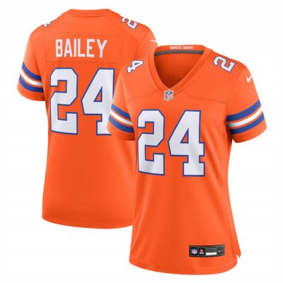 Women's Denver Broncos #24 Champ Bailey Orange Mile High Collection 1977 Throwback Stitched Jersey(Run Small)