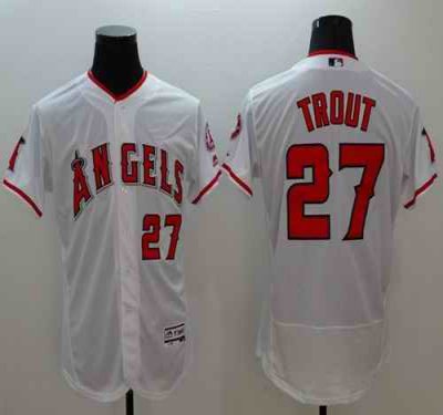 Angels of Anaheim #27 Mike Trout White Flexbase Authentic Collection Stitched MLB Jersey