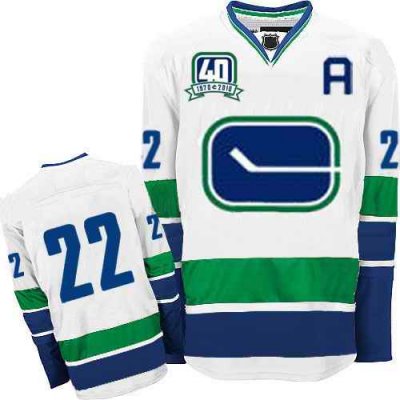 Canucks D.sedin #22 Stitched White Third 40TH Patch NHL Jersey