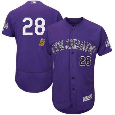 Men's Colorado Rockies #28 Nolan Arenado Majestic Purple 2017 Spring Training Authentic Flex Base Player Stitched MLB Jersey