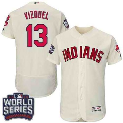 Indians #13 Omar Vizquel Cream Flexbase Authentic Collection 2016 World Series Bound Stitched MLB Jersey