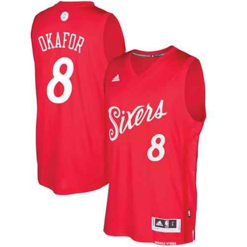 76ers #8 Jahlil Okafor Red 2016-2017 Christmas Day Stitched NBA Jersey