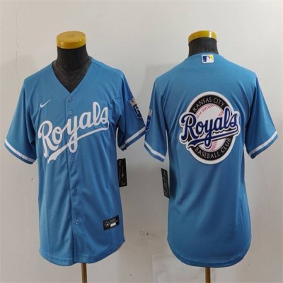 Youth Kansas City Royals Team Big Logo Light Blue Stitched Baseball Jersey