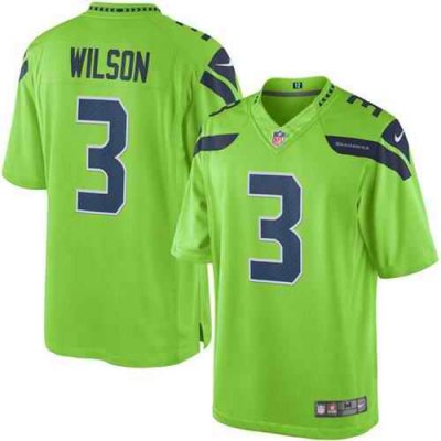 Nike Seahawks #3 Russell Wilson Green Men's Stitched NFL Limited Rush Jersey