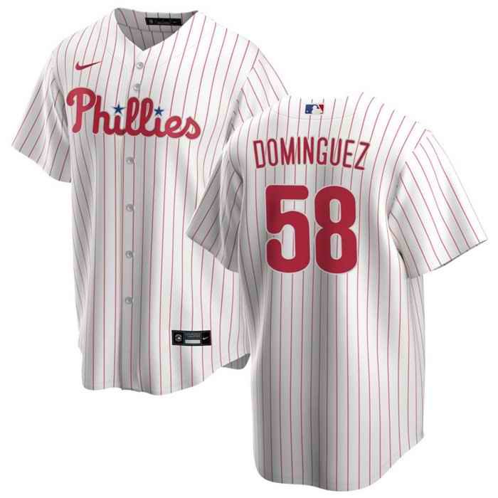 Men's Philadelphia Phillies #58 Seranthony Dom'nguez White Cool Base Stitched Baseball Jersey