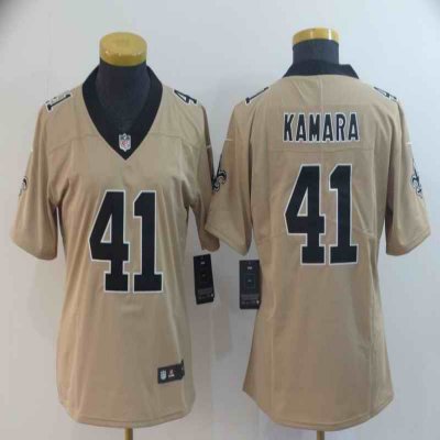 Women's New Orleans Saints #41 Alvin Kamara Gold Inverted Legend Stitched NFL Jersey(Run Small)