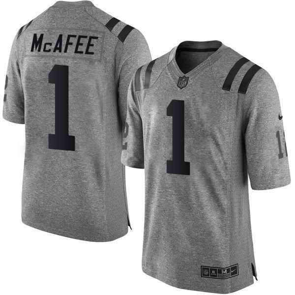 Nike Colts #1 Pat McAfee Gray Men's Stitched NFL Limited Gridiron Gray Jersey