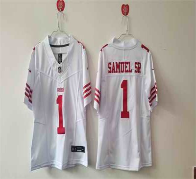 Women's San Francisco 49ers #1 Deebo Samuel Sr. White F.U.S.E Vapor Untouchable Stitched Jersey(Run Small)