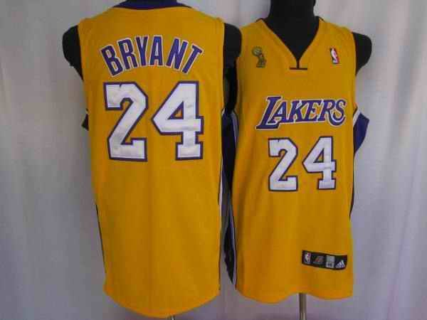 Lakers #24 Kobe Bryant Stitched Yellow Champion Patch NBA Jersey