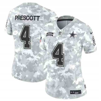 Women's Dallas Cowboys #4 Dak Prescott 2024 F.U.S.E Arctic Camo Salute to Service Limited Stitched Football Jersey(Run Small)