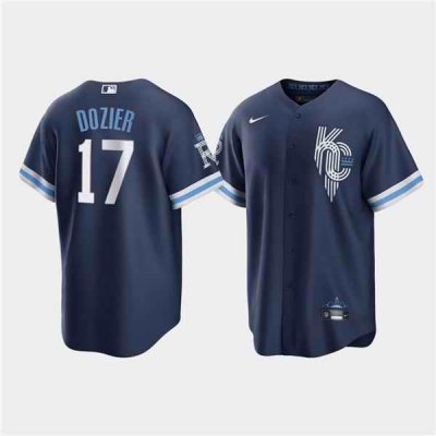 Men's Kansas City Royals #17 Hunter Dozier 2022 Navy City Connect Cool Base Stitched Jersey