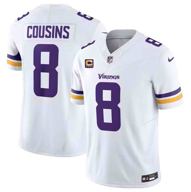 Men's Minnesota Vikings #8 Kirk Cousins White 2023 F.U.S.E. With 4-Star C Patch Vapor Untouchable Limited Stitched Jersey