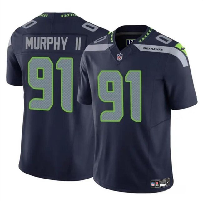 Youth Seattle Seahawks #91 Byron Murphy II Navy 2024 Draft F.U.S.E  Vapor Limited Stitched Football Jersey