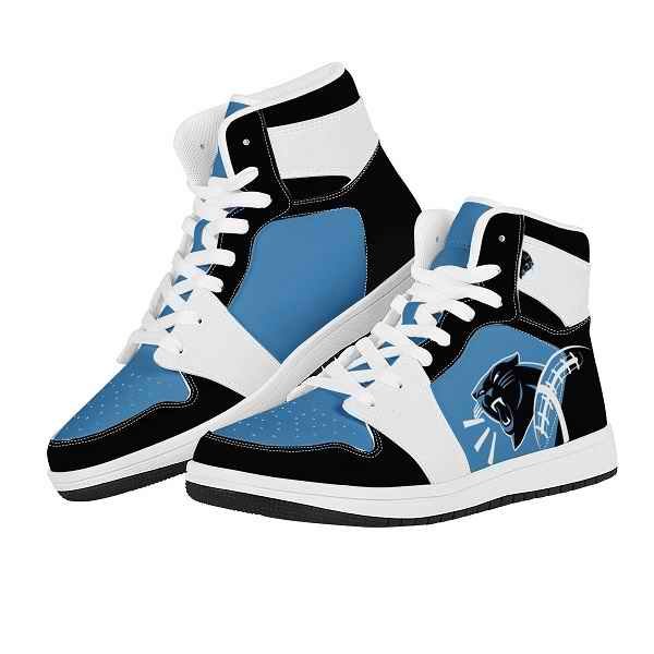 Women's Carolina Panthers High Top Leather AJ1 Sneakers 002