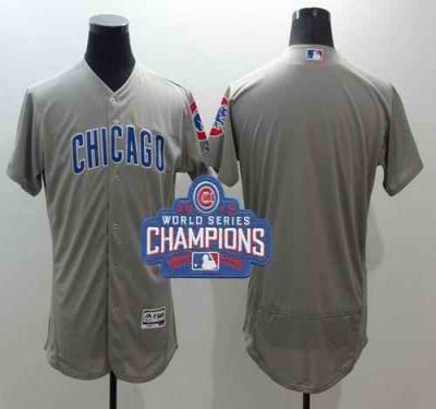 Cubs Blank Grey Flexbase Authentic Collection Road 2016 World Series Champions Stitched MLB Jersey